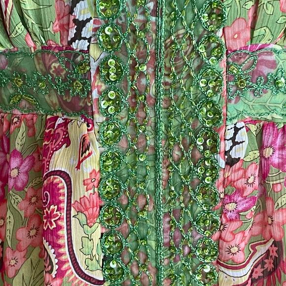 Bisou Bisou Michele Bohbot Y2K Vintage Paisley Babydoll Top Sz LG Fairycore Boho - Picture 7 of 12